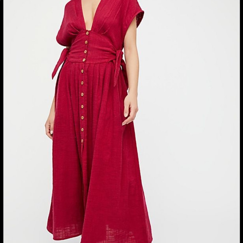 Free People Jacinta Red Berry Midi Dress Sz.XS